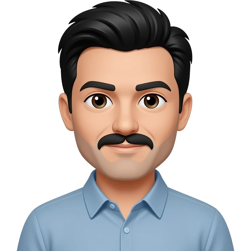 um homem branco com cabelo preto e cavanhaque emoji