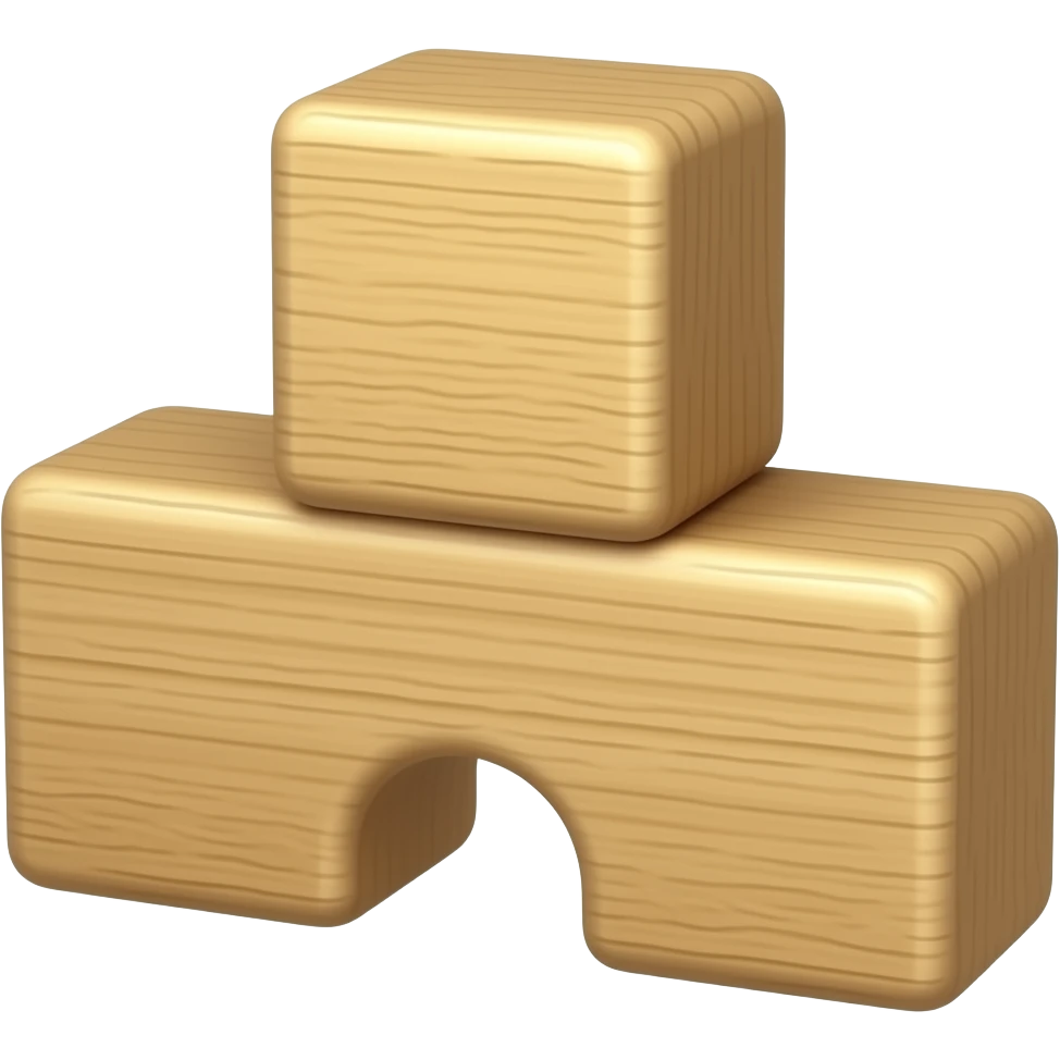 Wooden building block shapes emoji