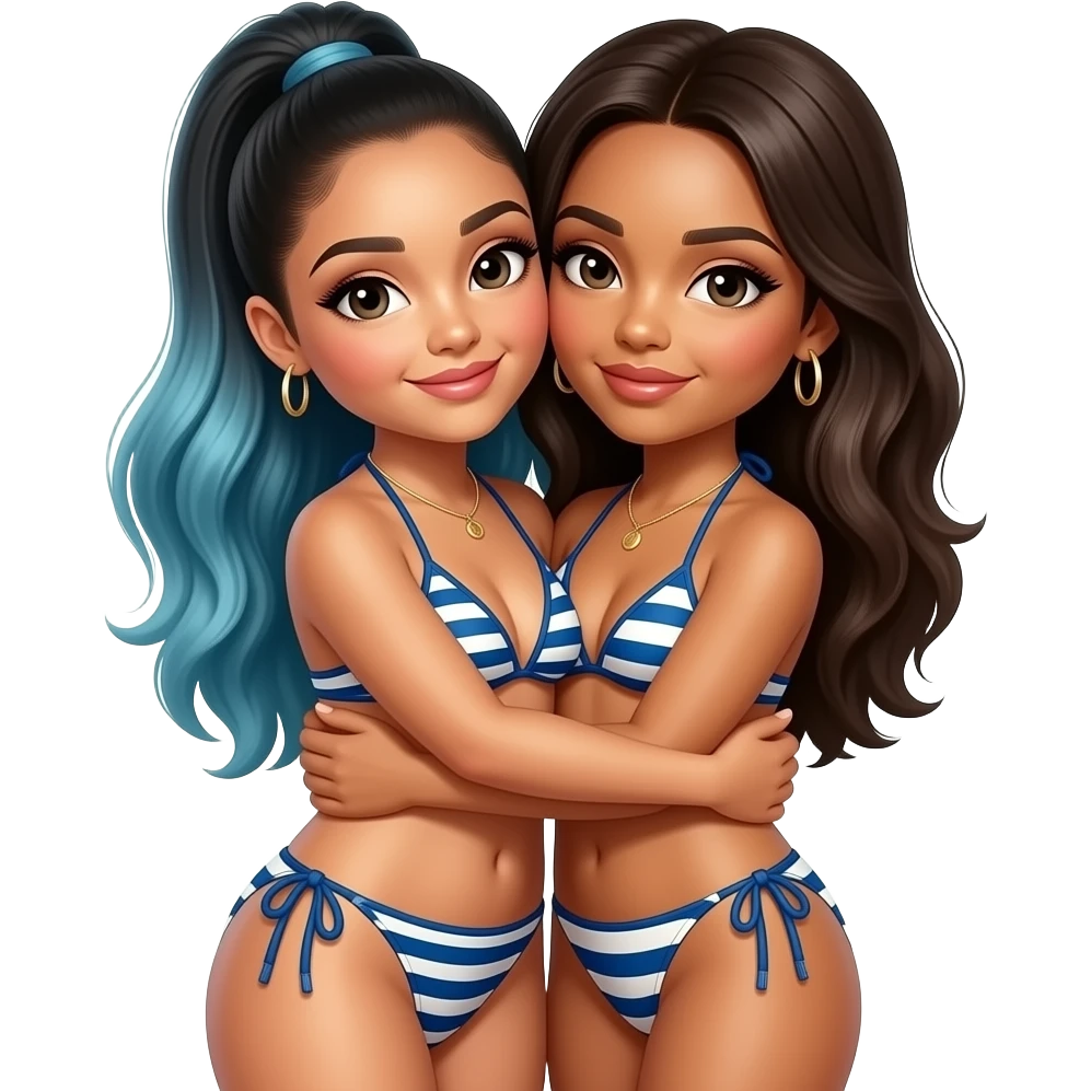 ariana grande hugging naomi scott in tiny bikinies emoji