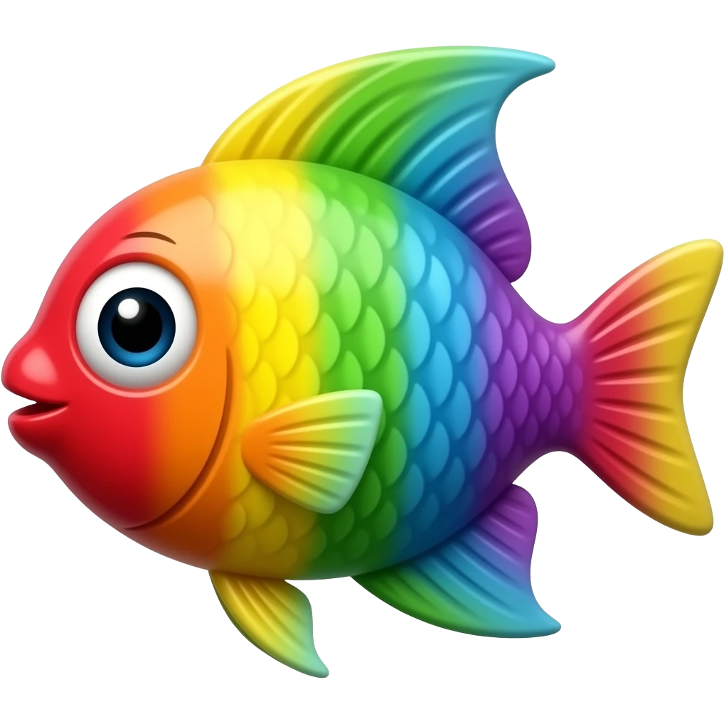 Rainbow fish with no cheeks emoji