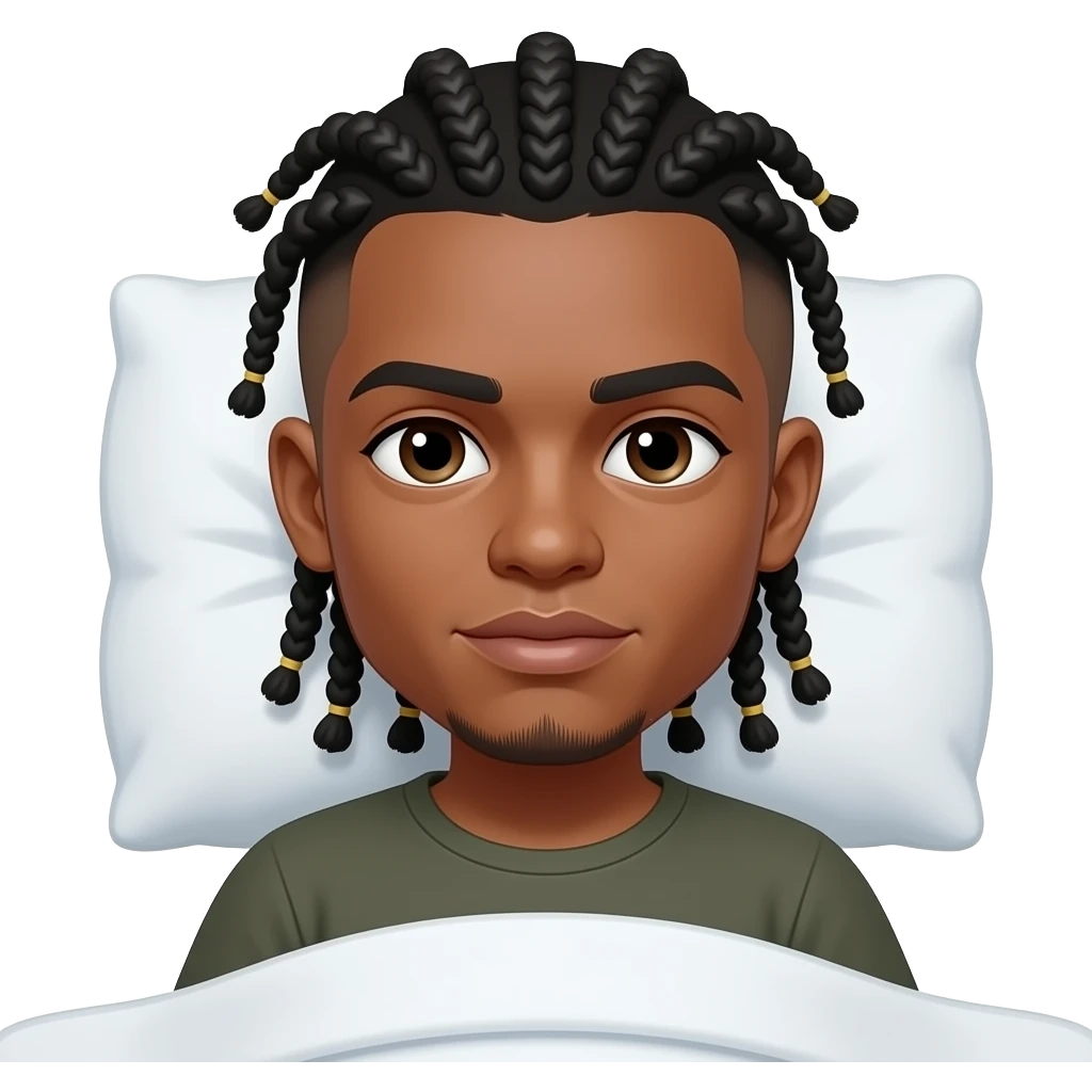 person going to sleep who is yellow with cornrows and a low taper fade emoji
