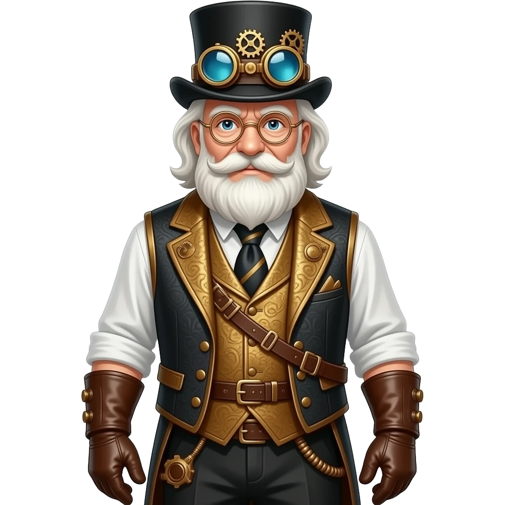 grand pa with steampunk dress and hat half body emoji