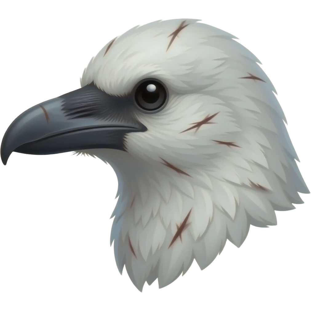 White crow with lots of scars and scratches emoji side profile head emoji