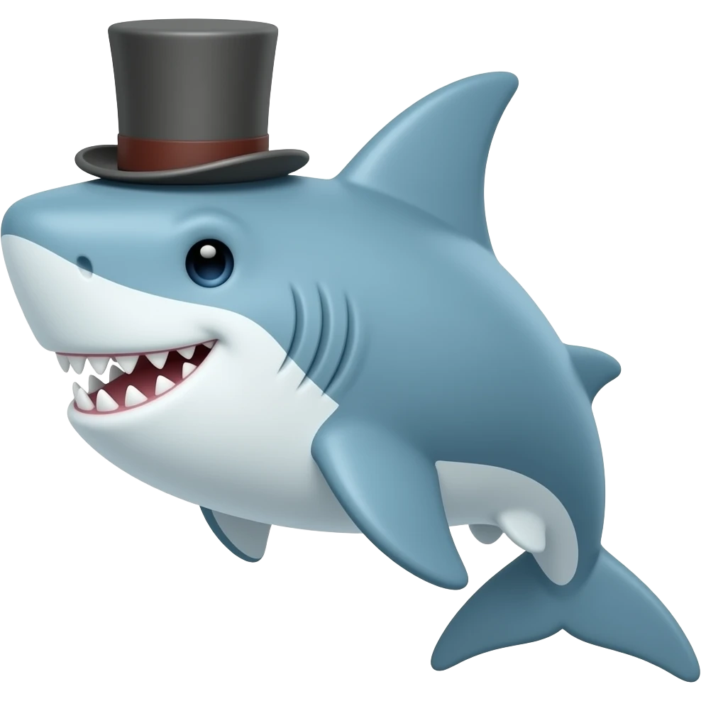 Shark with a top hat emoji
