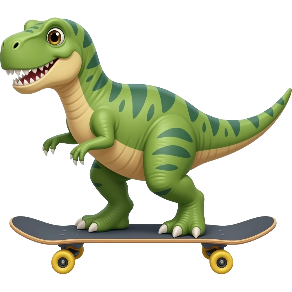Dinosaur on a skateboard emoji