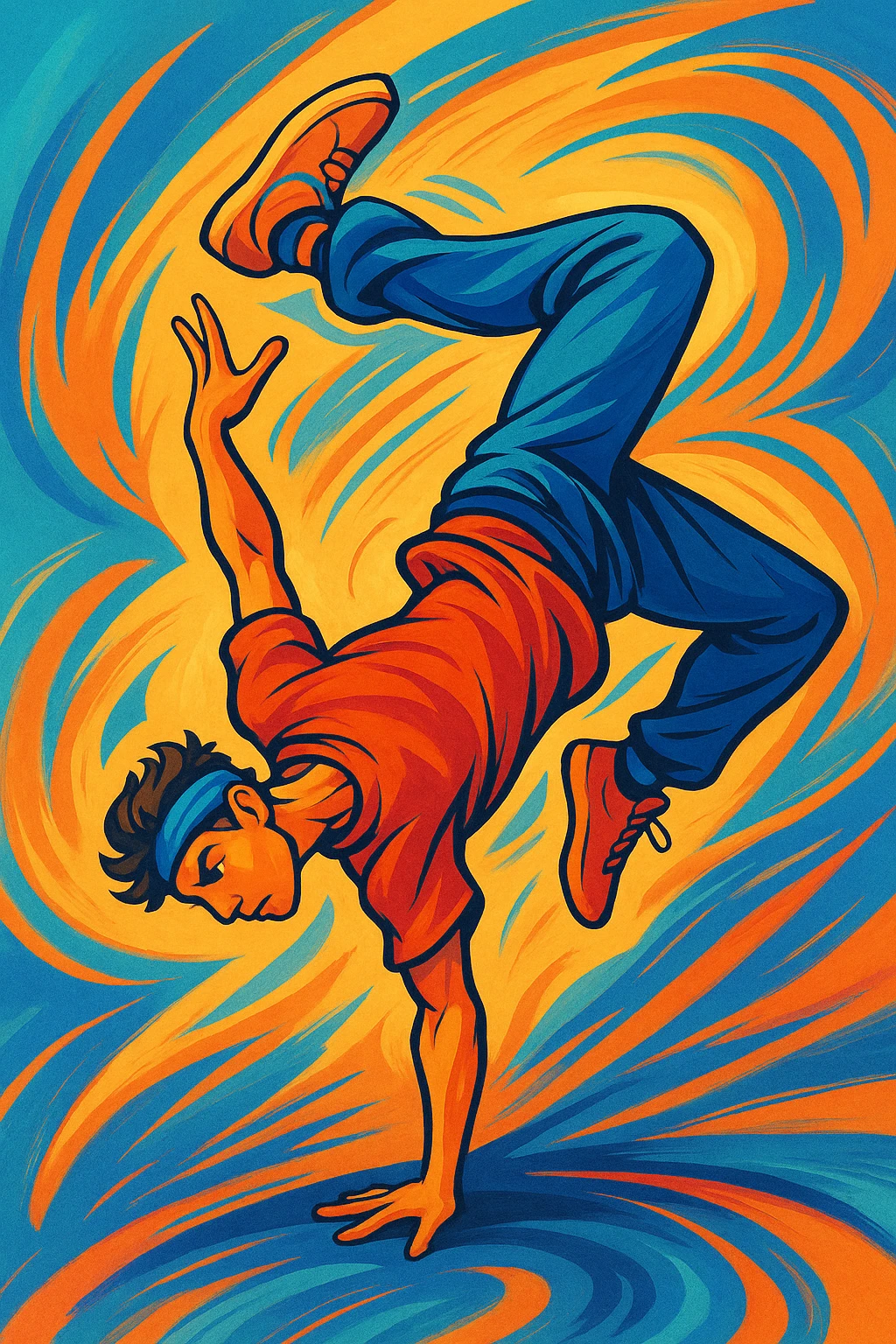 illustration of a person performing acrobatic moves, style 1 emoji