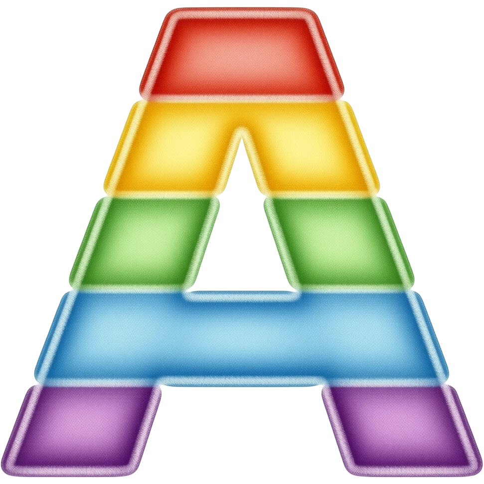 A cartoonish colourful letter A written in chalk emoji