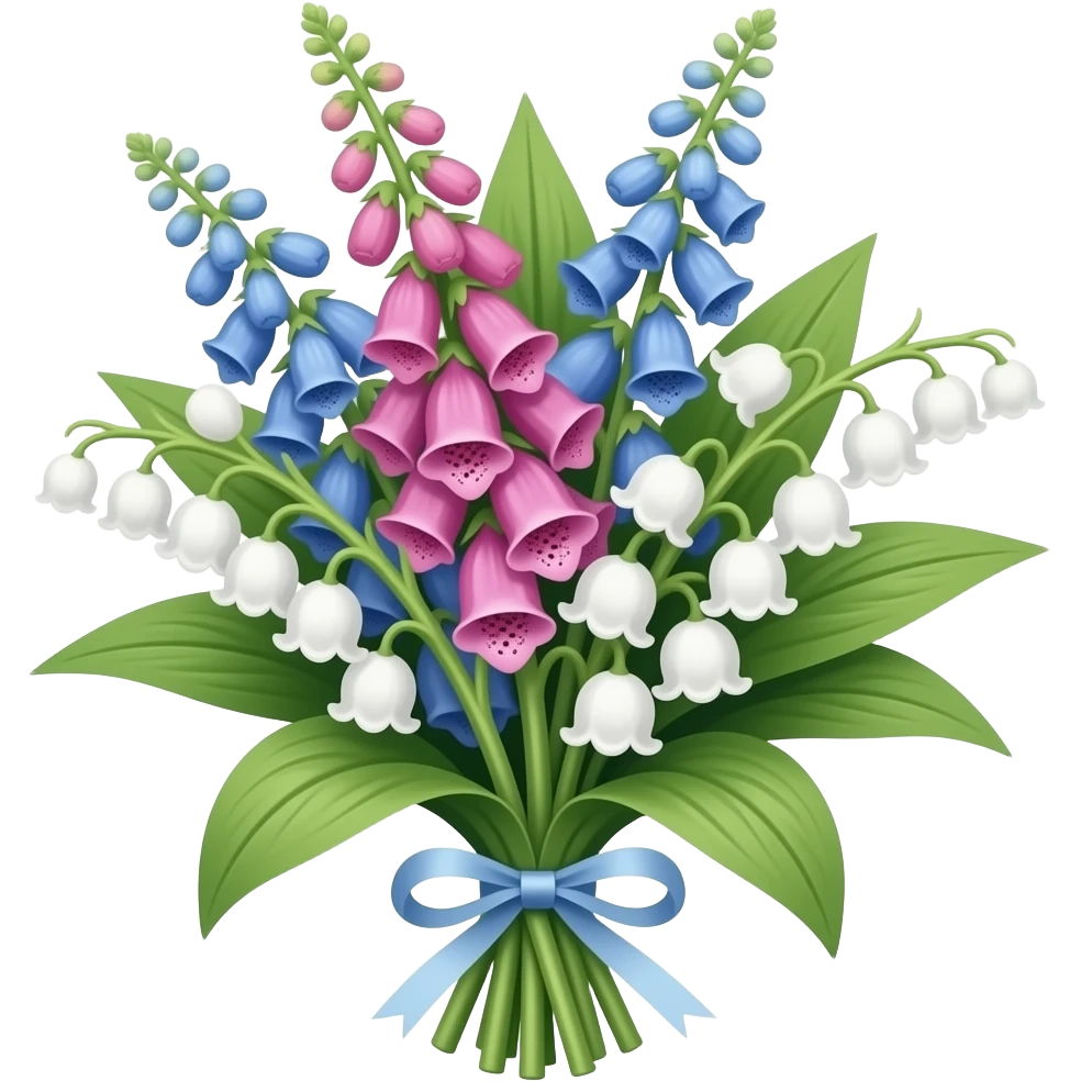 Bluebell-foxglove-lily of the valley Bouquet emoji