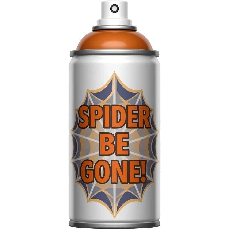 Spray paint can labeled Spider Be Gone! emoji