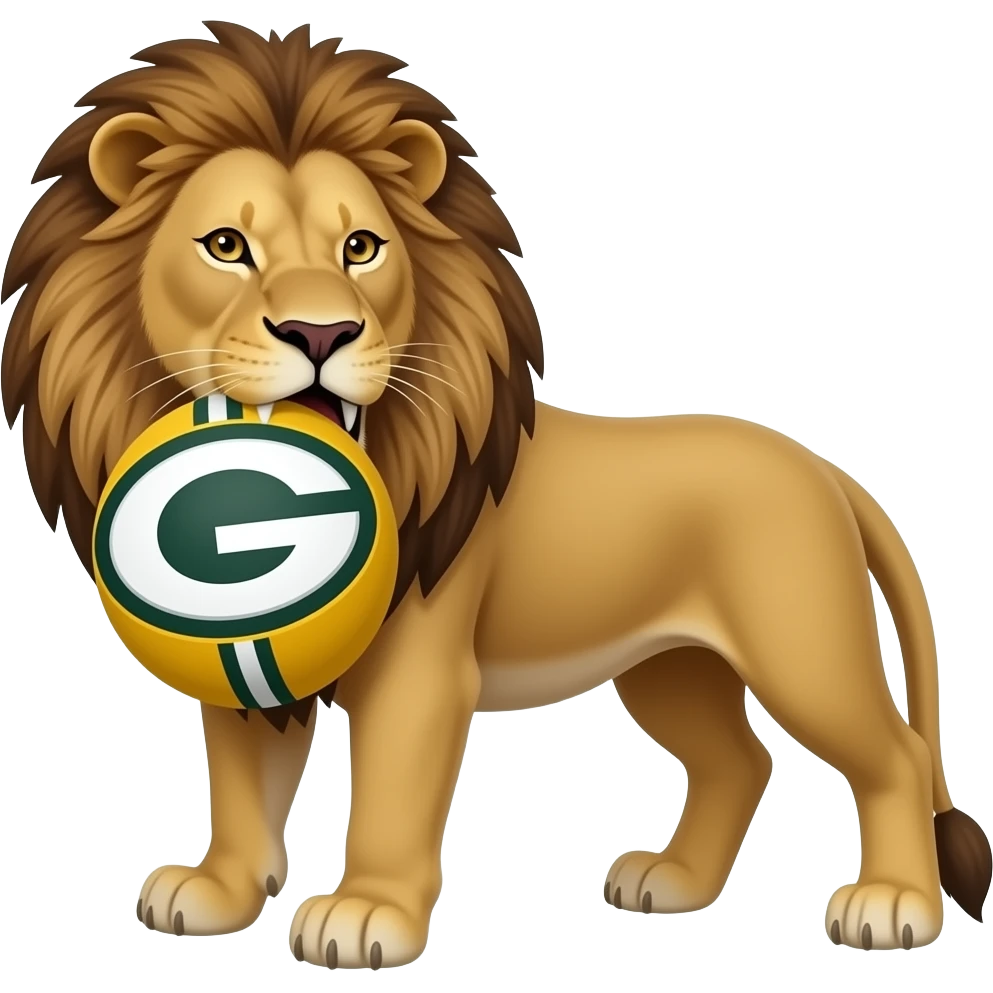 Lion with a Green Bay Packer in it’s mouth emoji