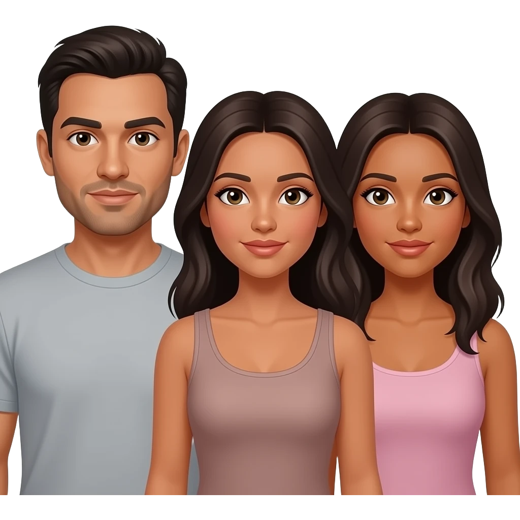 Man and two women Everyone is tan with dark hair emoji