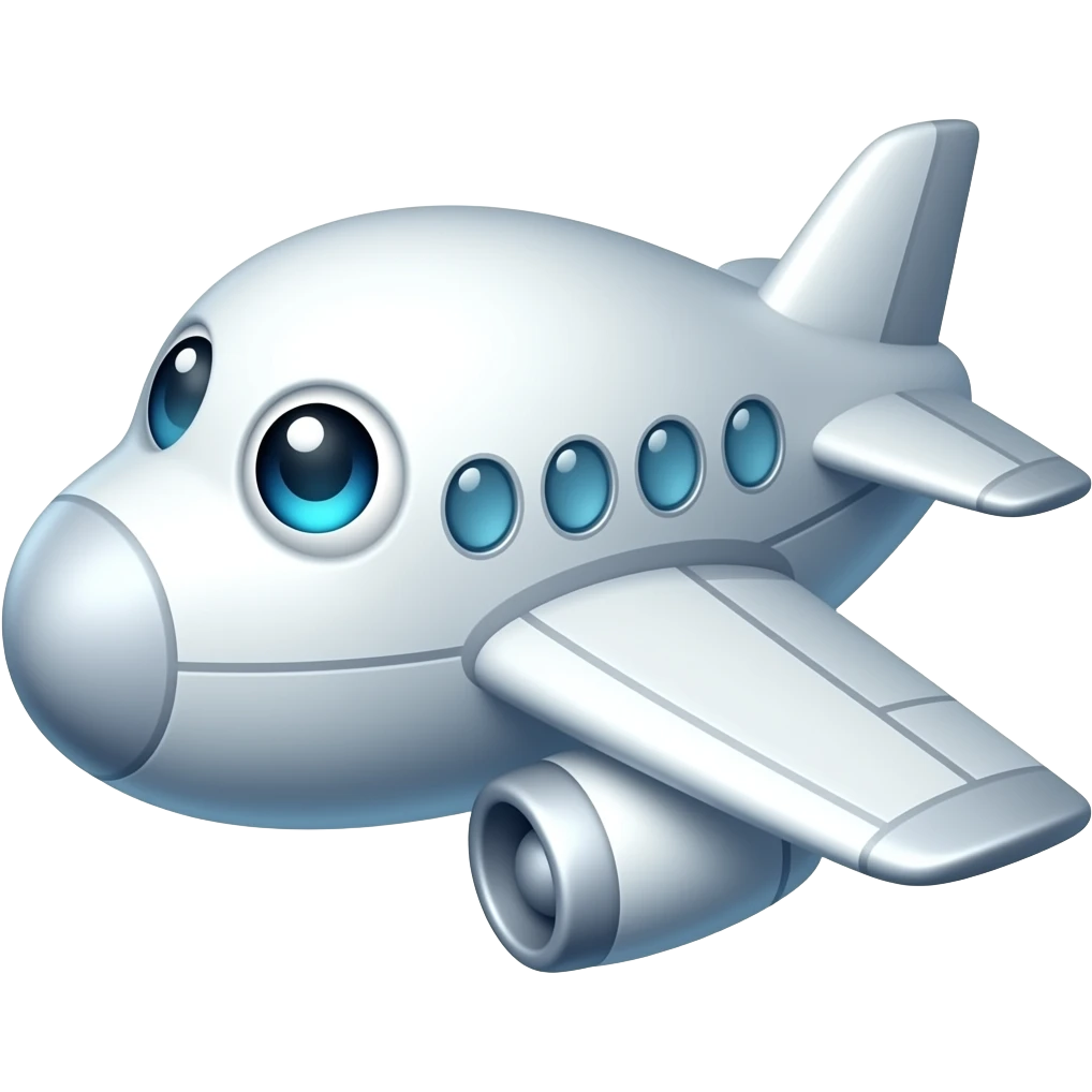 Airplane with cute eyes emoji