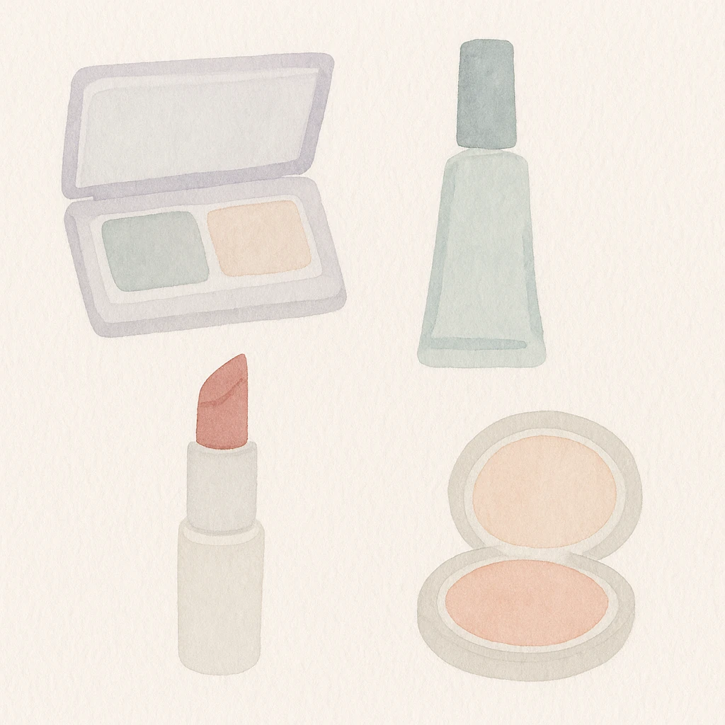 watercolor style makeup with soft tones on light background emoji
