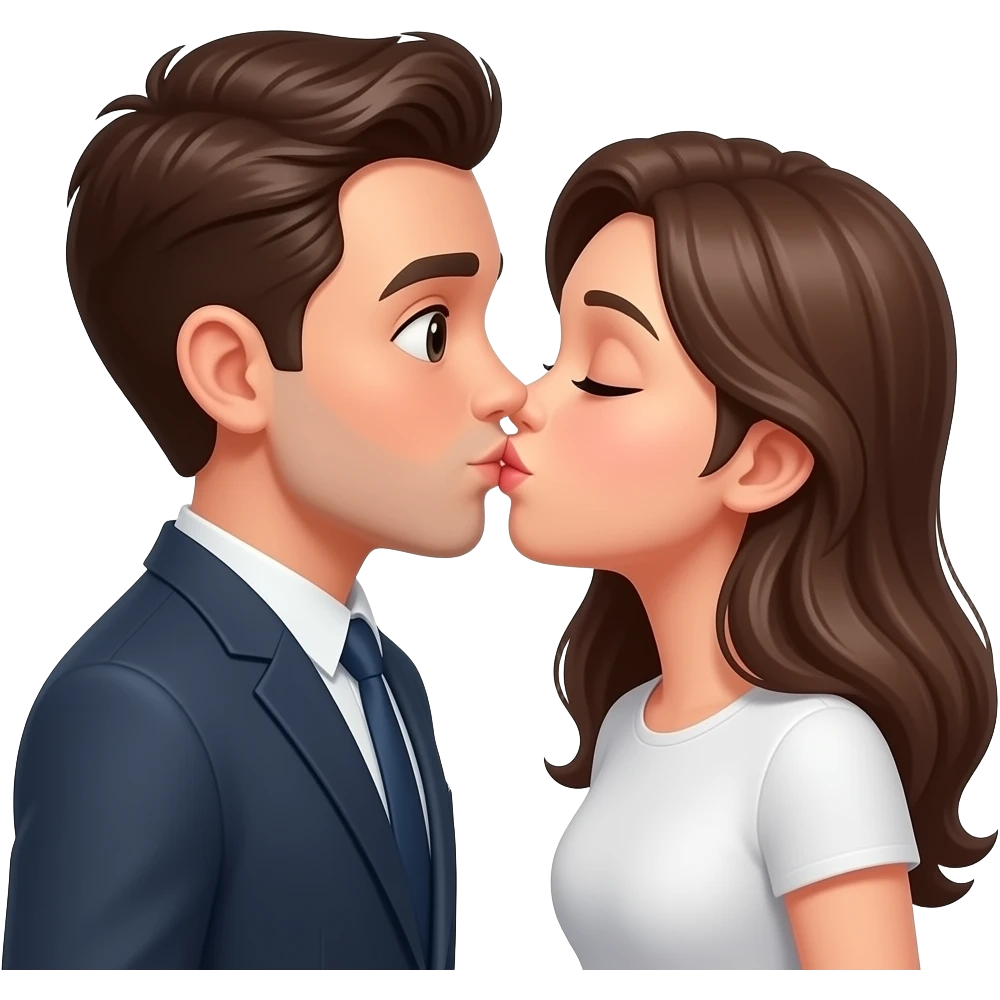 A cute couples french kissing emoji