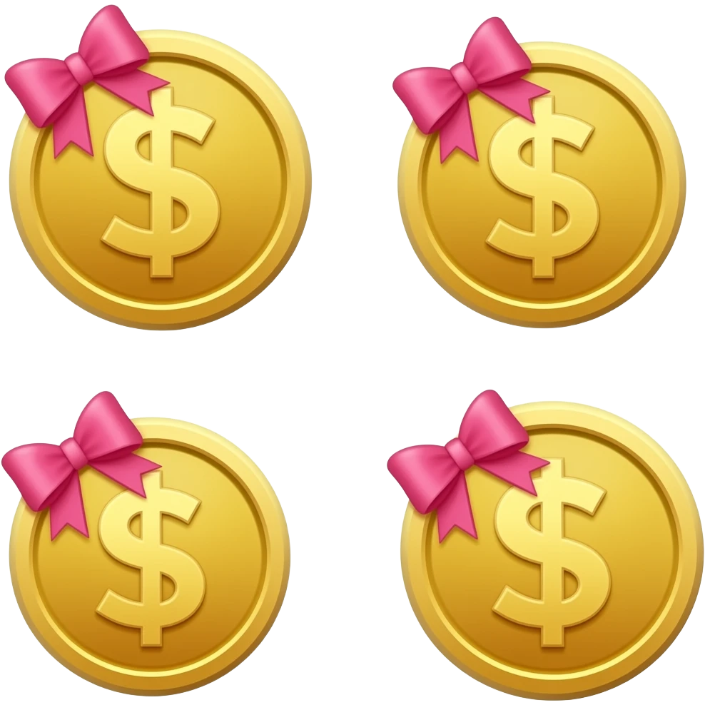 make 28x28 , 56x56 , and 128x128 dimensions for an emoji with money and a pink bow around it emoji