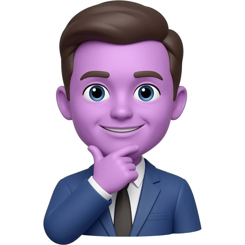 Purple smiley thinking emoji