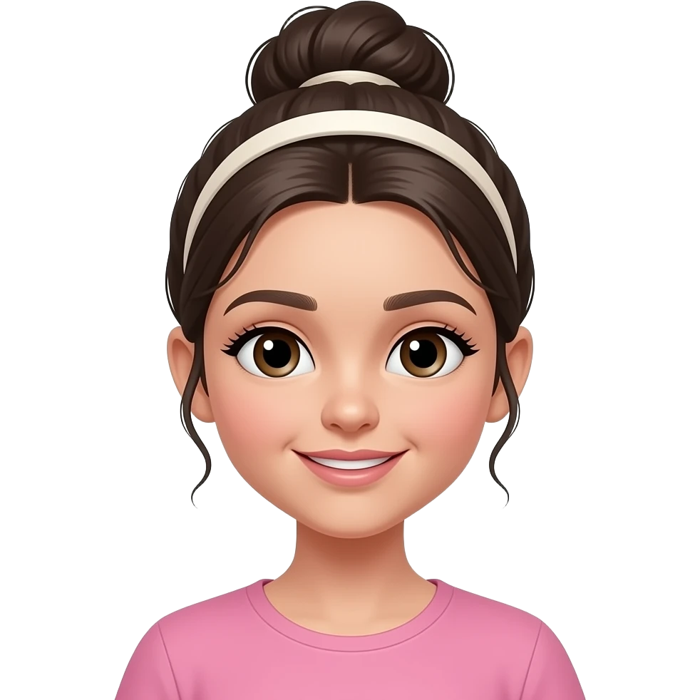 single girl with hair band and bun emoji