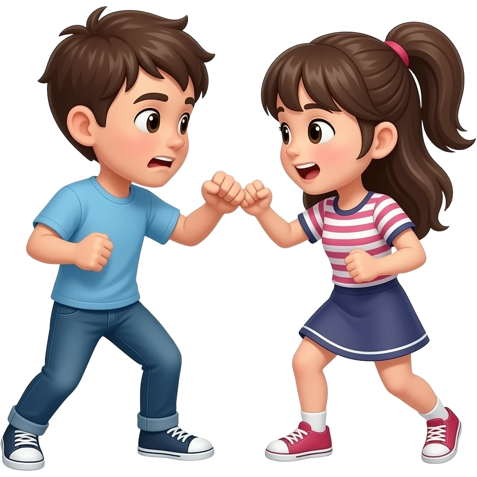a boy and a girl beating each other up emoji