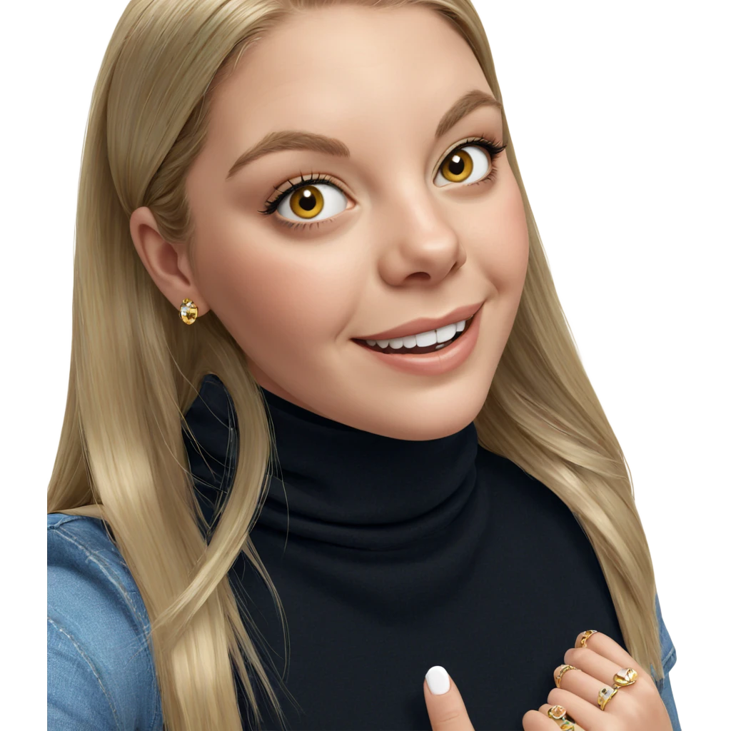 smiling blonde girl with jewelry emoji
