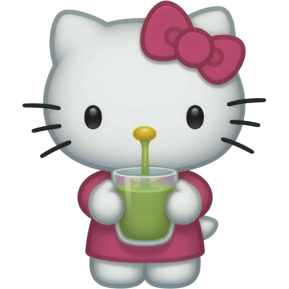 Hello kitty drinking matcha emoji