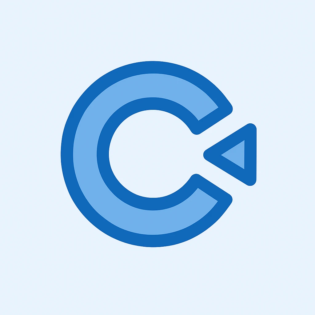 Create a very simple, minimal flat color clip art style logo of Construct 3. Use blue color only, no text included. The style should be clean and minimalistic with flat colors. emoji