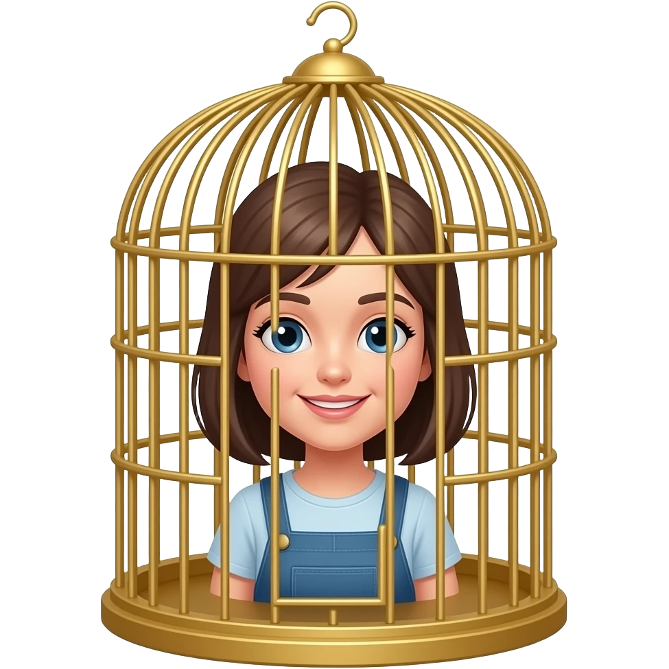 a girl as canary in golden cage emoji