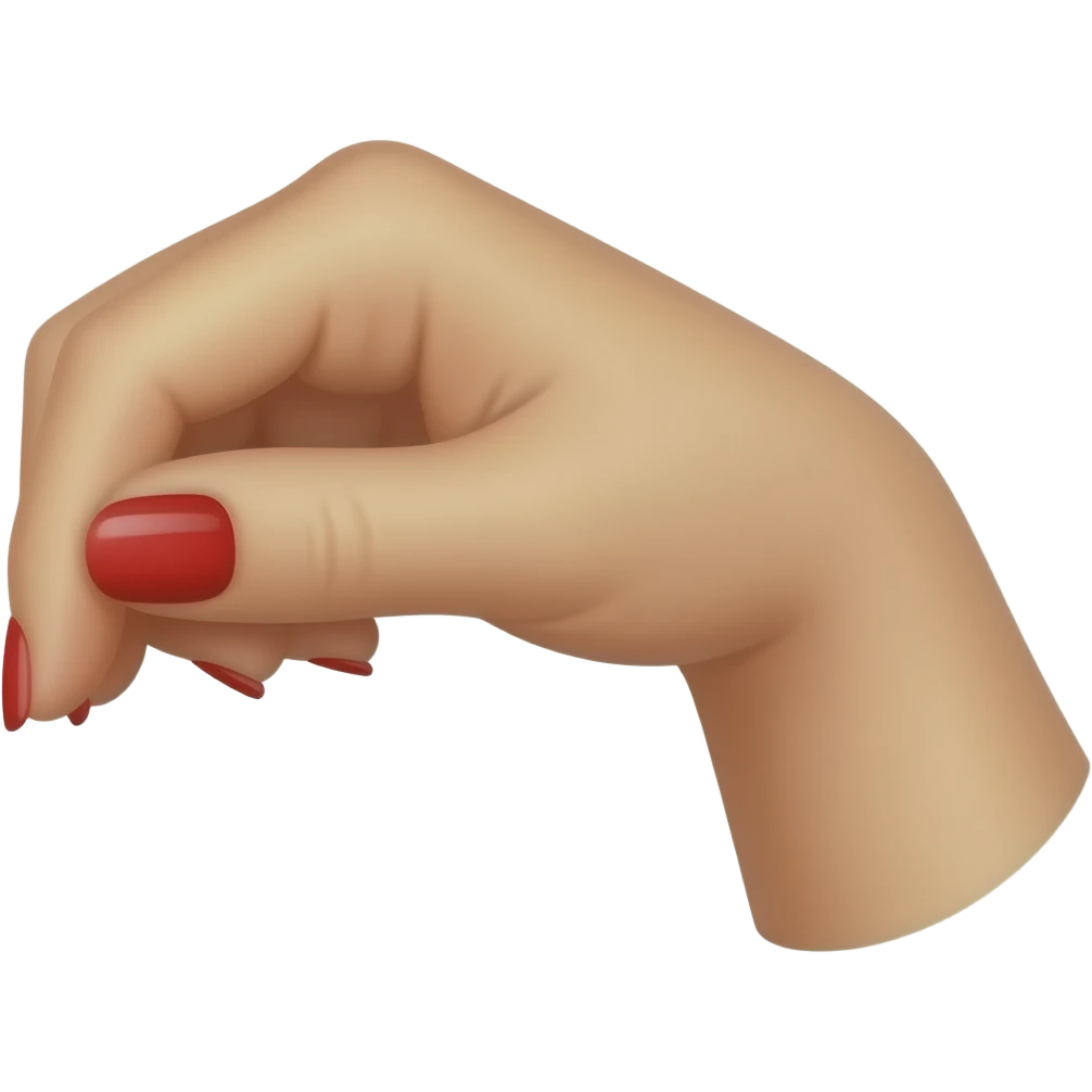 women hand with red nail pain bend hand close up emoji