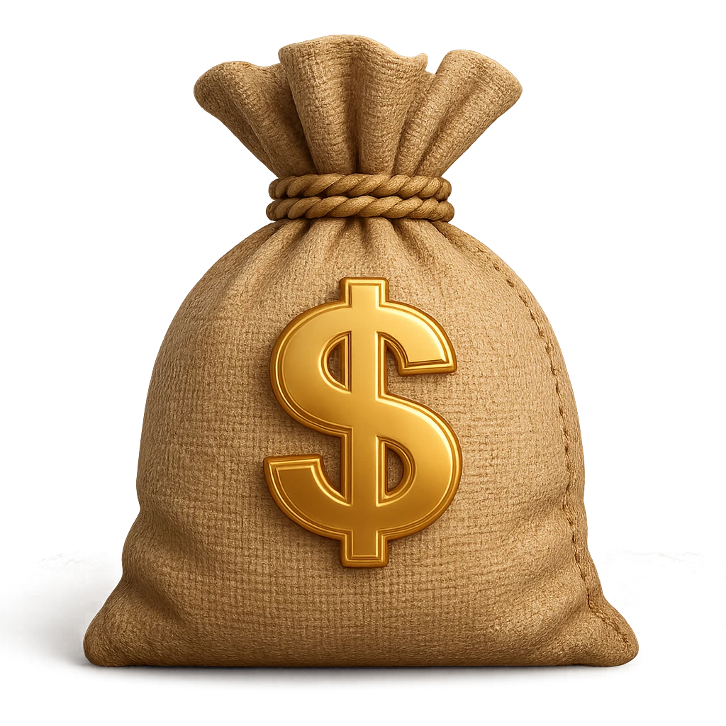 3d skeumorphic money bag emoji