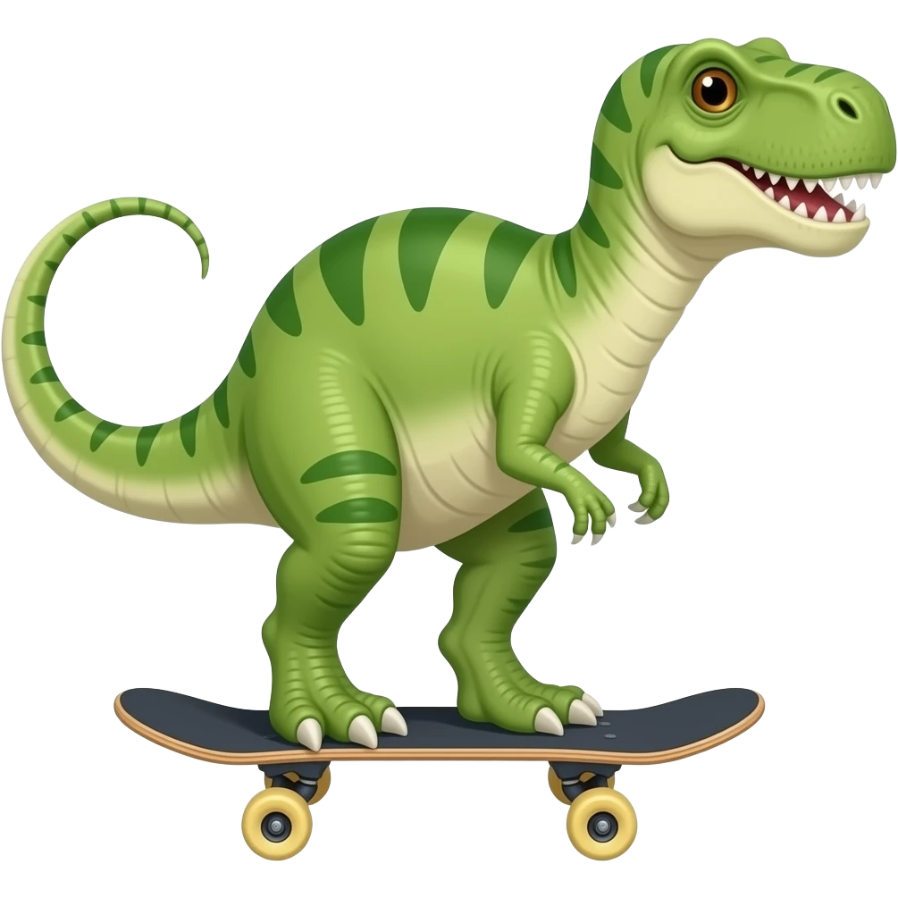 Dinosaur on a skateboard emoji