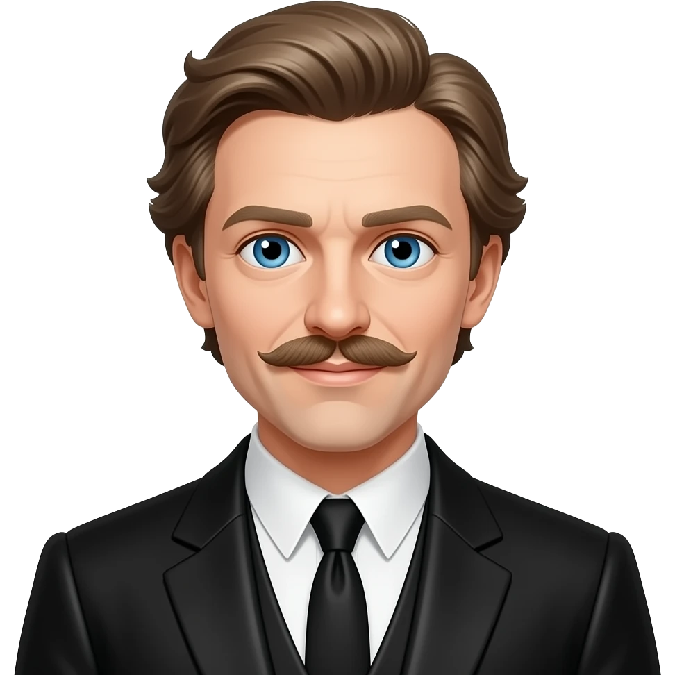 Arthur Rimbaud from RimLaine with blue eyes, light brown hair, black metallic suit emoji
