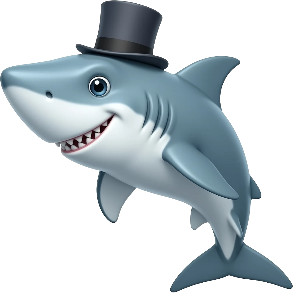 Shark with a top hat emoji