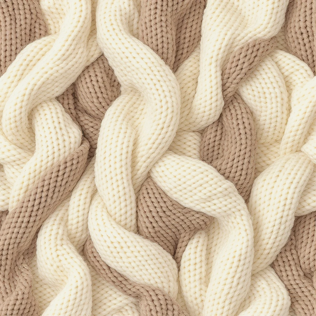 knitted sweater texture, seamless pattern, warm beige and cream tones, cozy autumn background, soft fabric style emoji