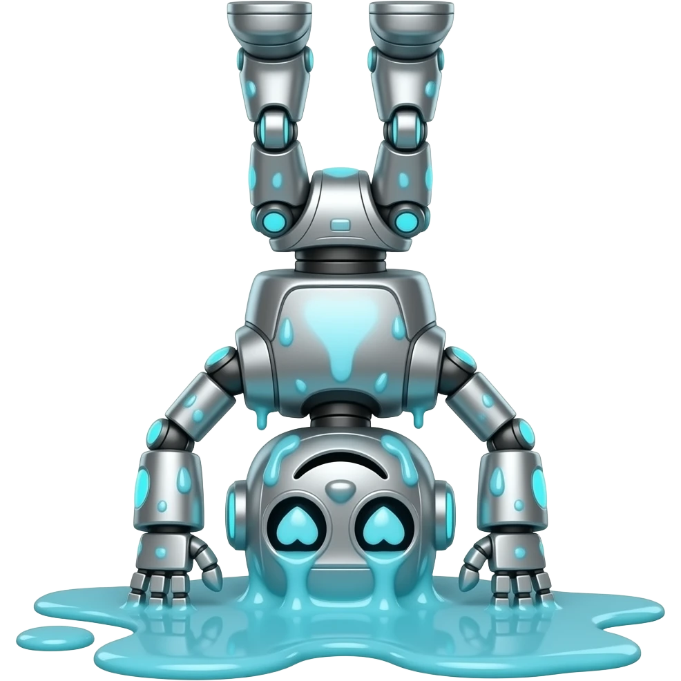 mix into one: robot, smiling face eyes-hearts, upsidedown, melting. emoji