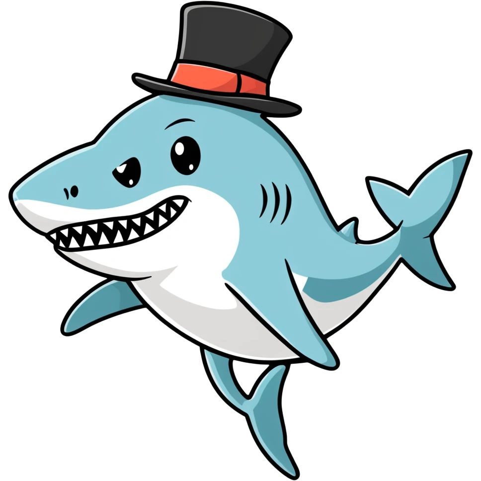 Shark with a top hat emoji