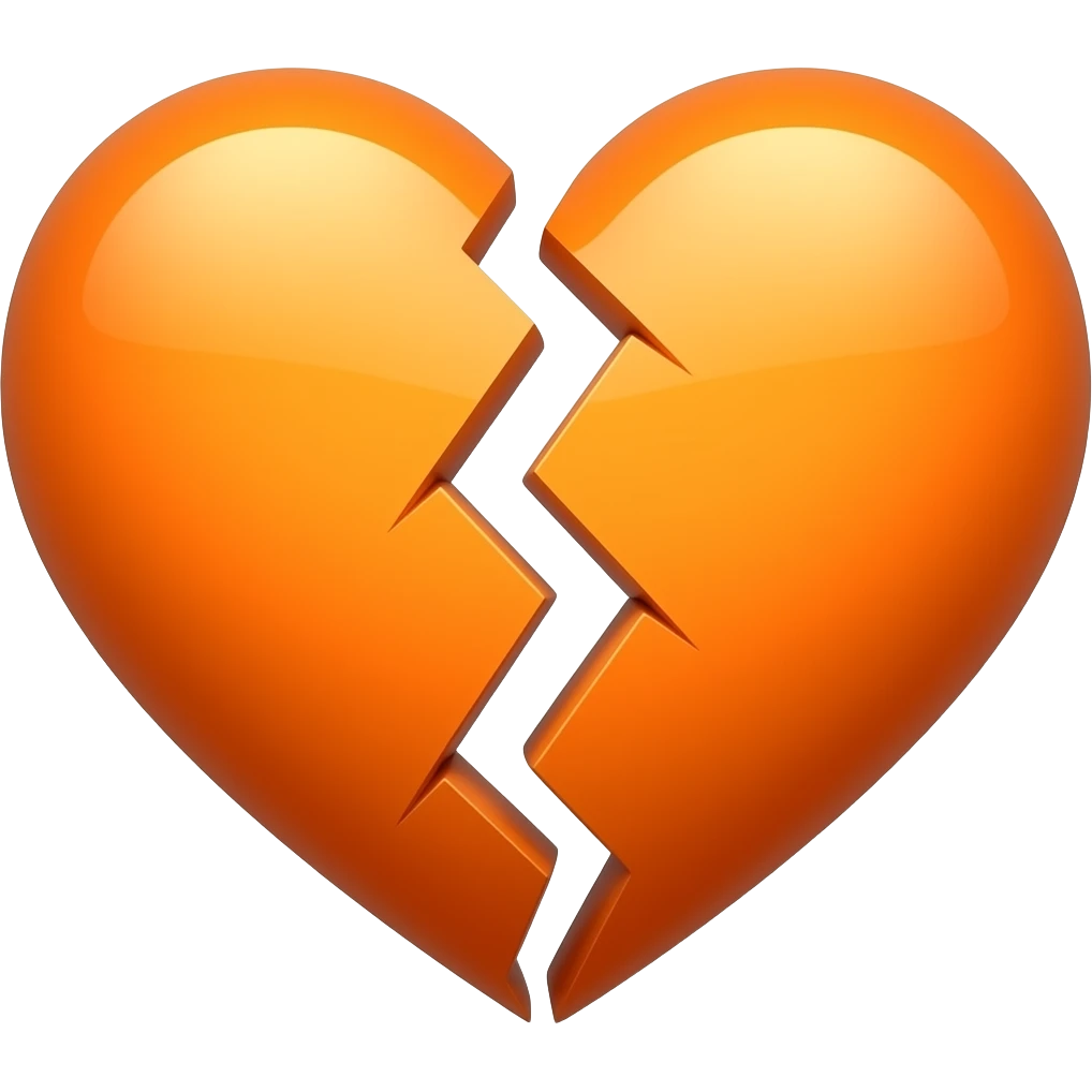 Tangerine orange Broken heart emoji