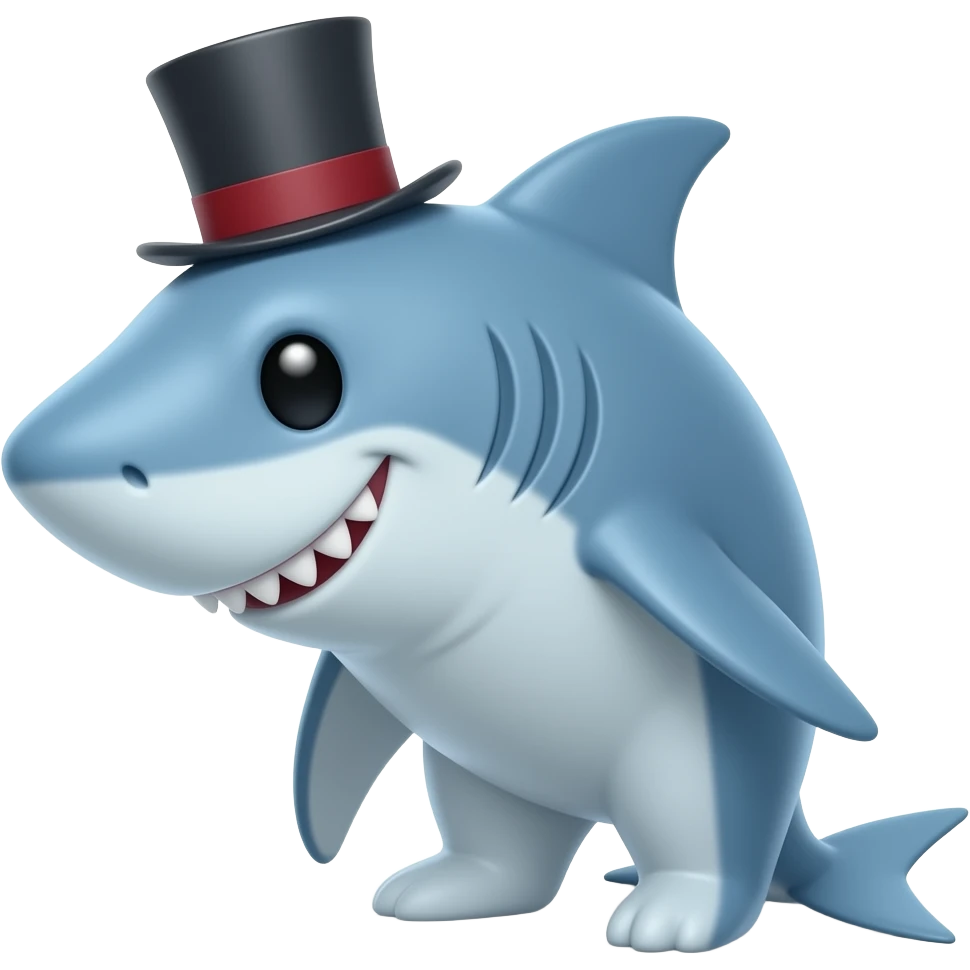 Shark with a top hat emoji