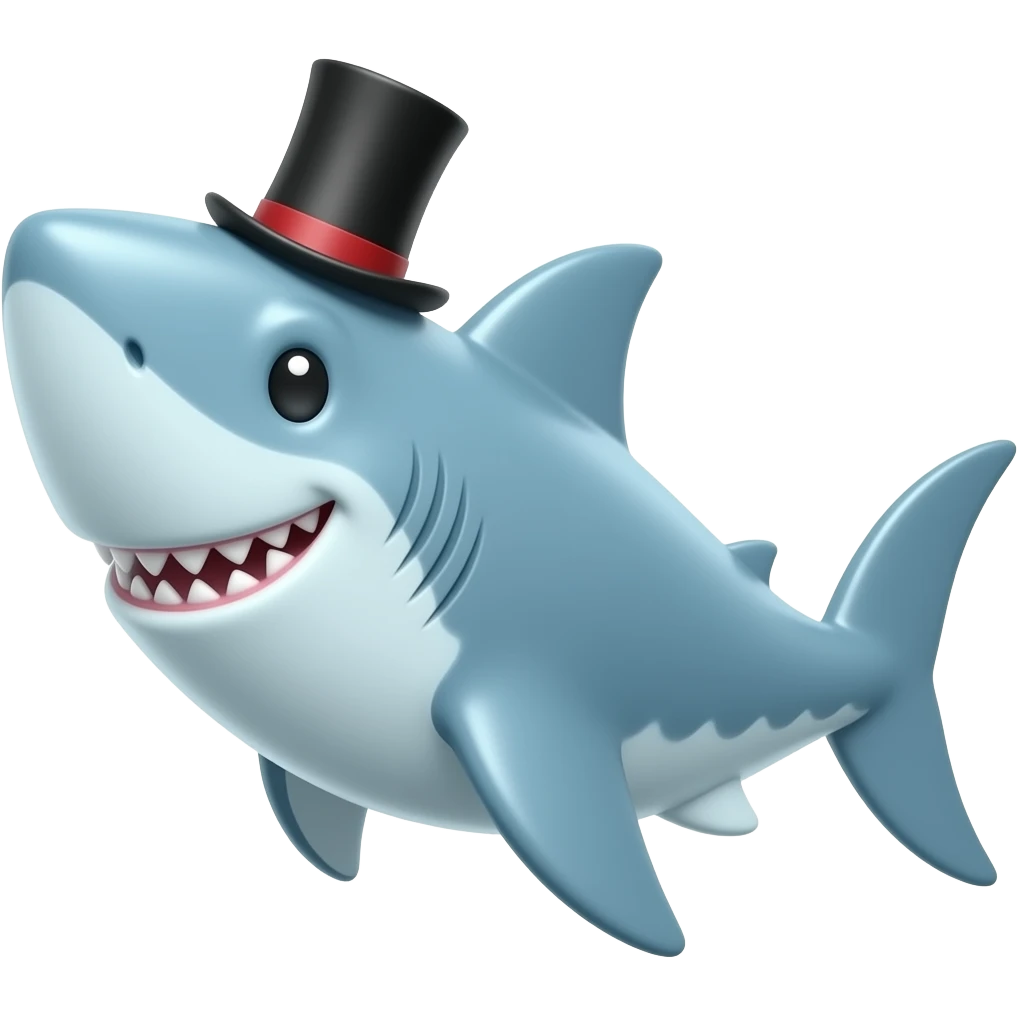 Shark with a top hat emoji