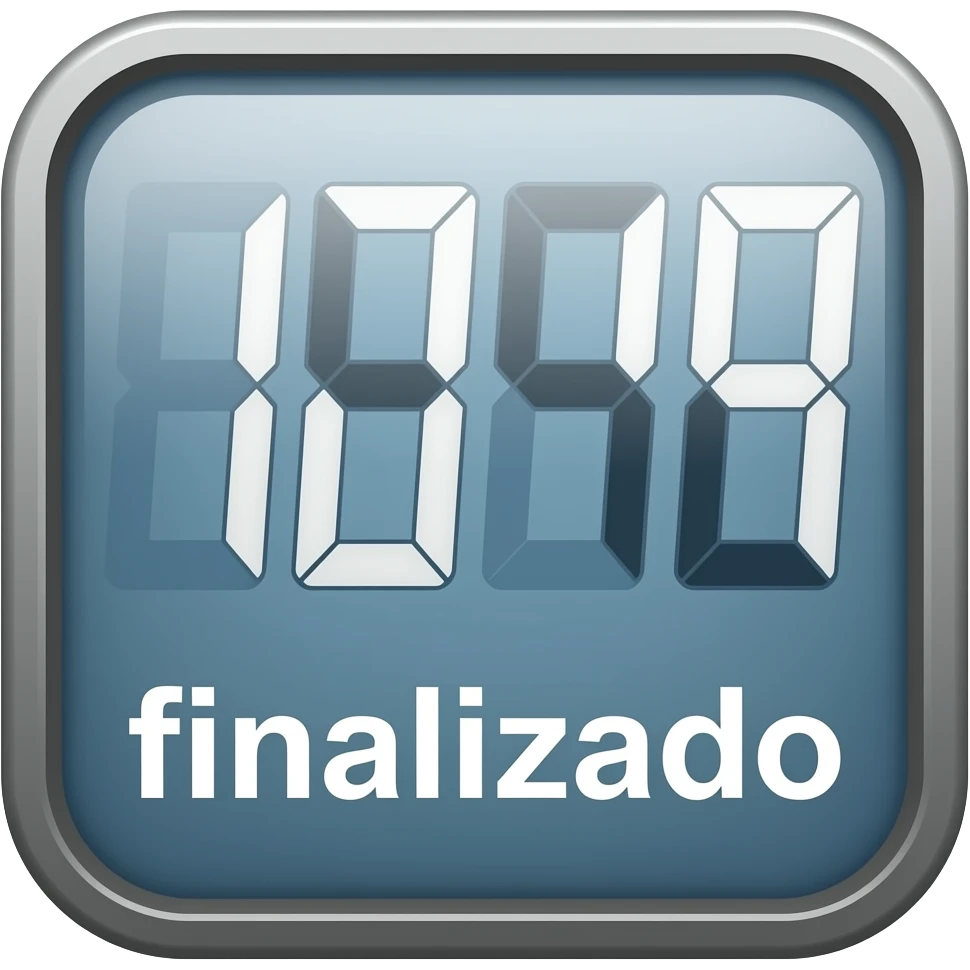 Emoji  unos números de un reloj virtual en finalizado que diga emoji