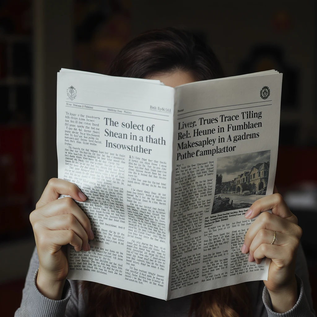 a person holding a newspaper up to their face as if reading, only hands and newspaper visible, photorealistic style, natural light emoji