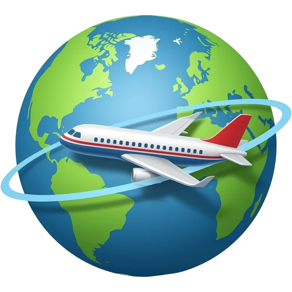 globe and a travel plane around it emoji