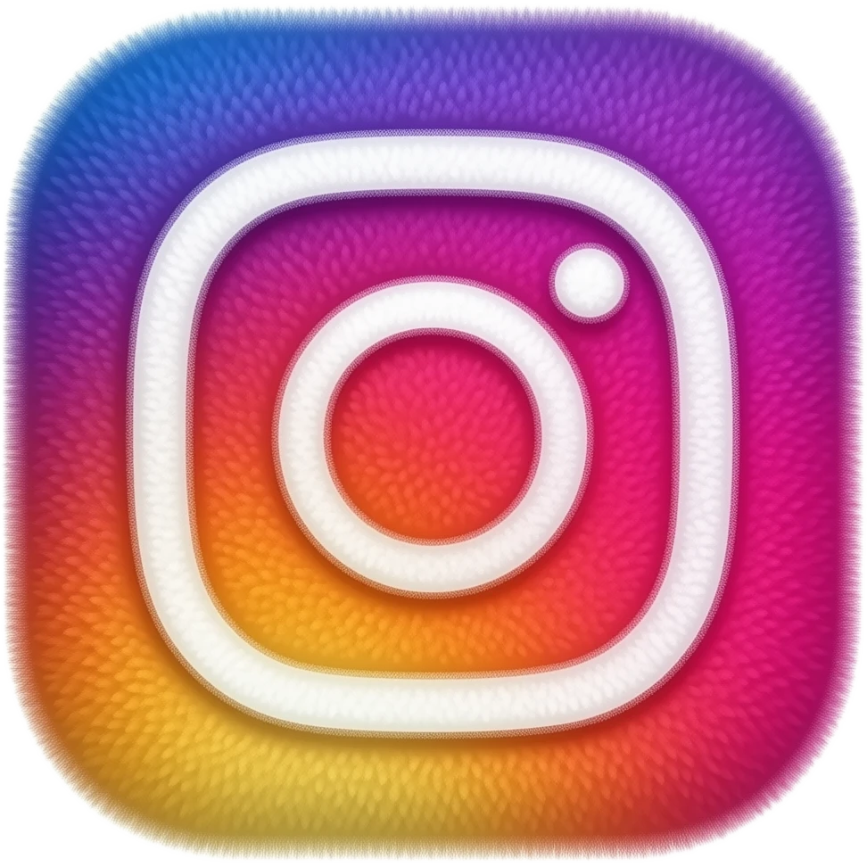 a square with rounded corners logo of the "Instagram" which is made of wool emoji