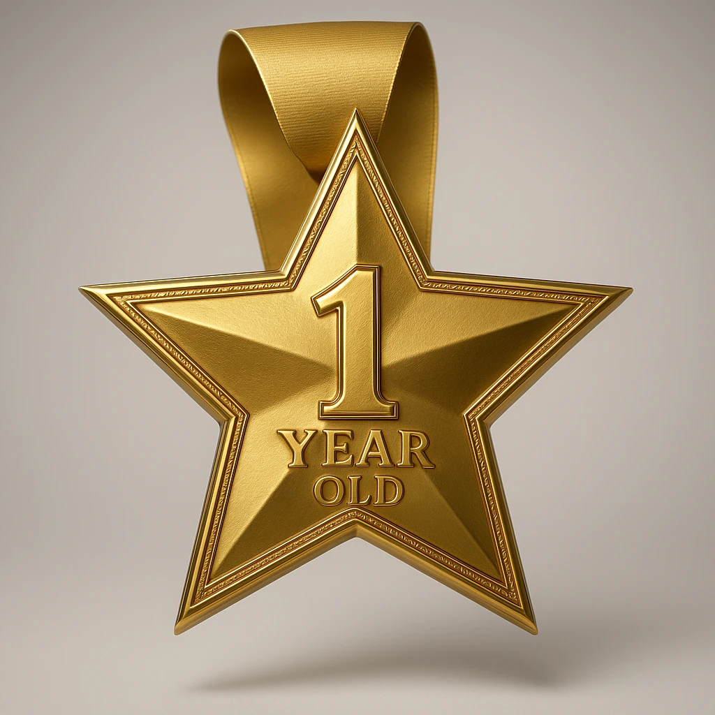 a glittery golden star-shaped medal, frontal view emoji
