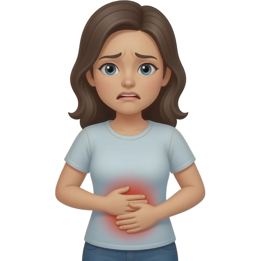 Female human with stomach ache emoji