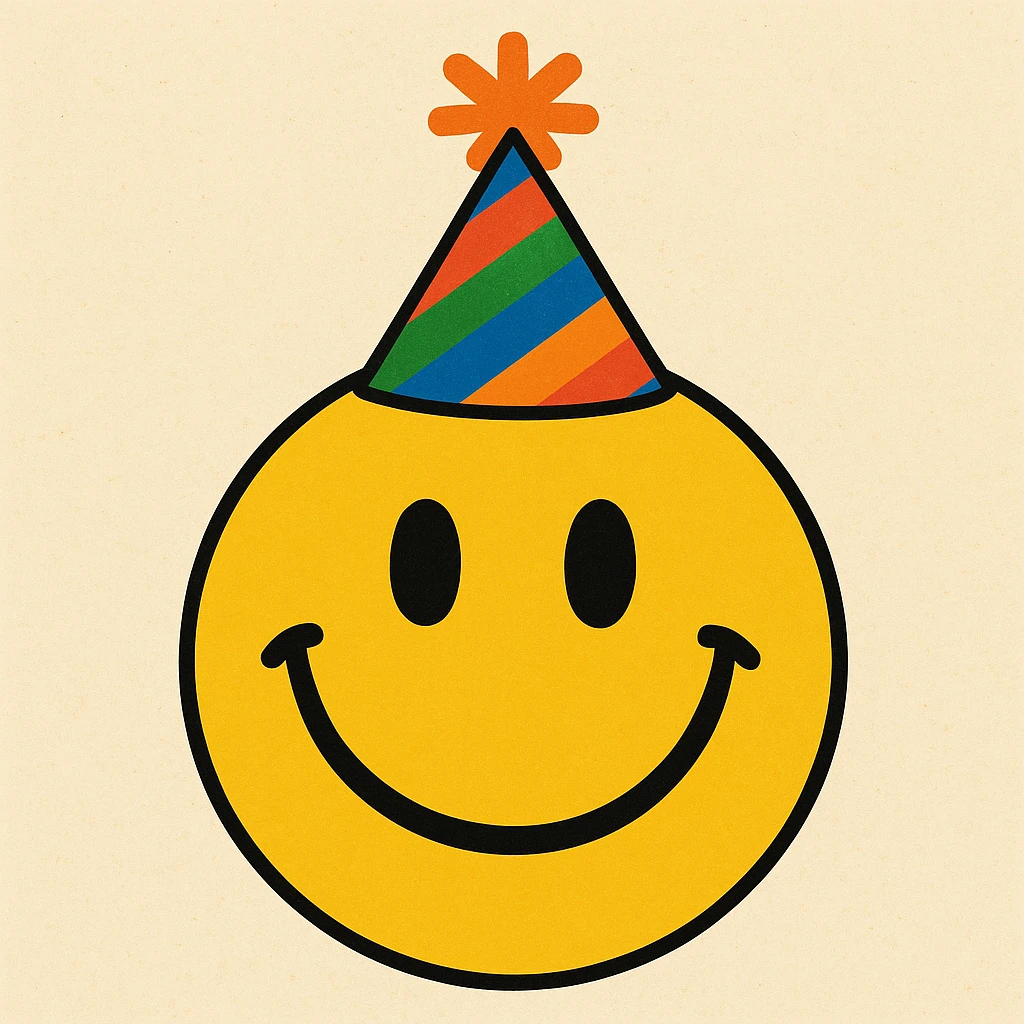 yellow face with party hat emoji