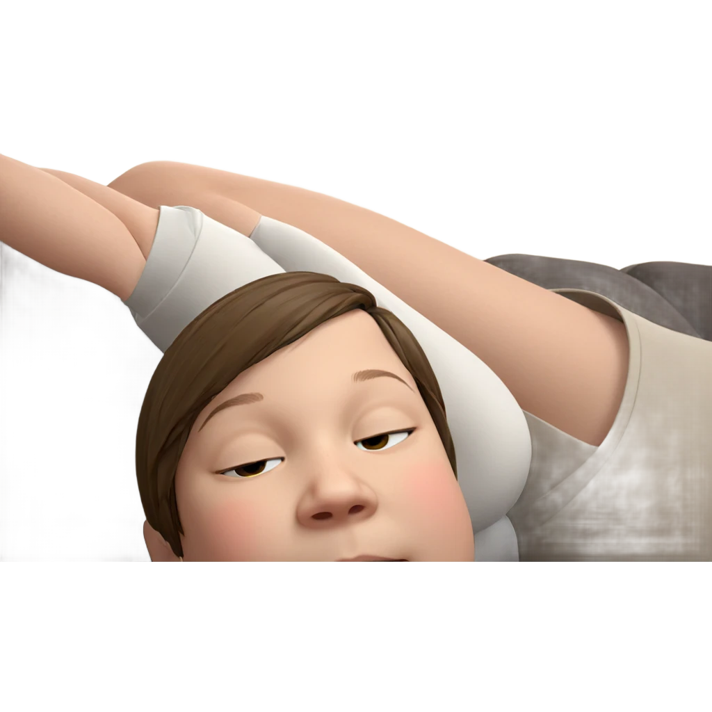 girl relaxing indoors with closed eye emoji