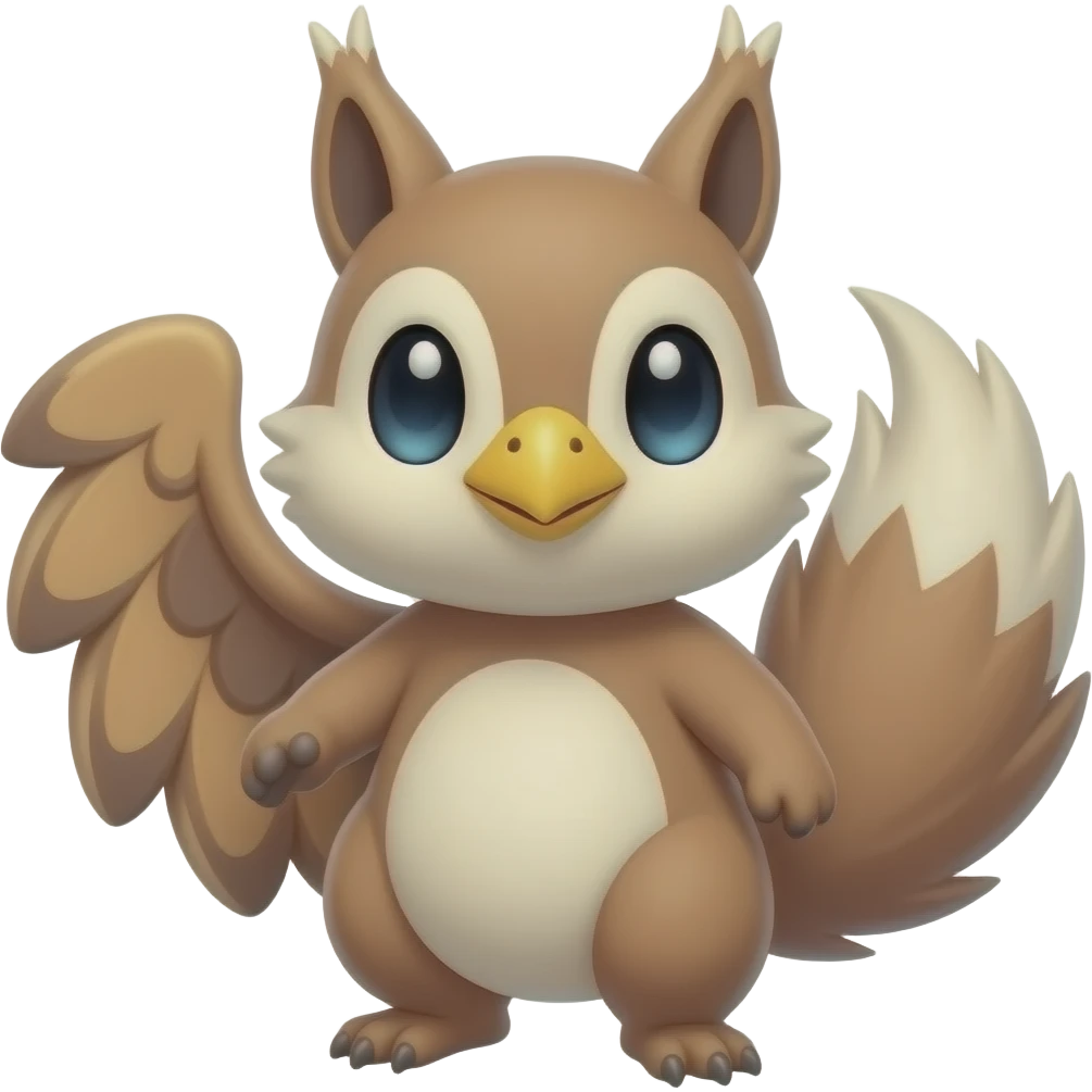 Cute squirrel-sparrow-Fakemon-gryphon-hybrid-creature emoji