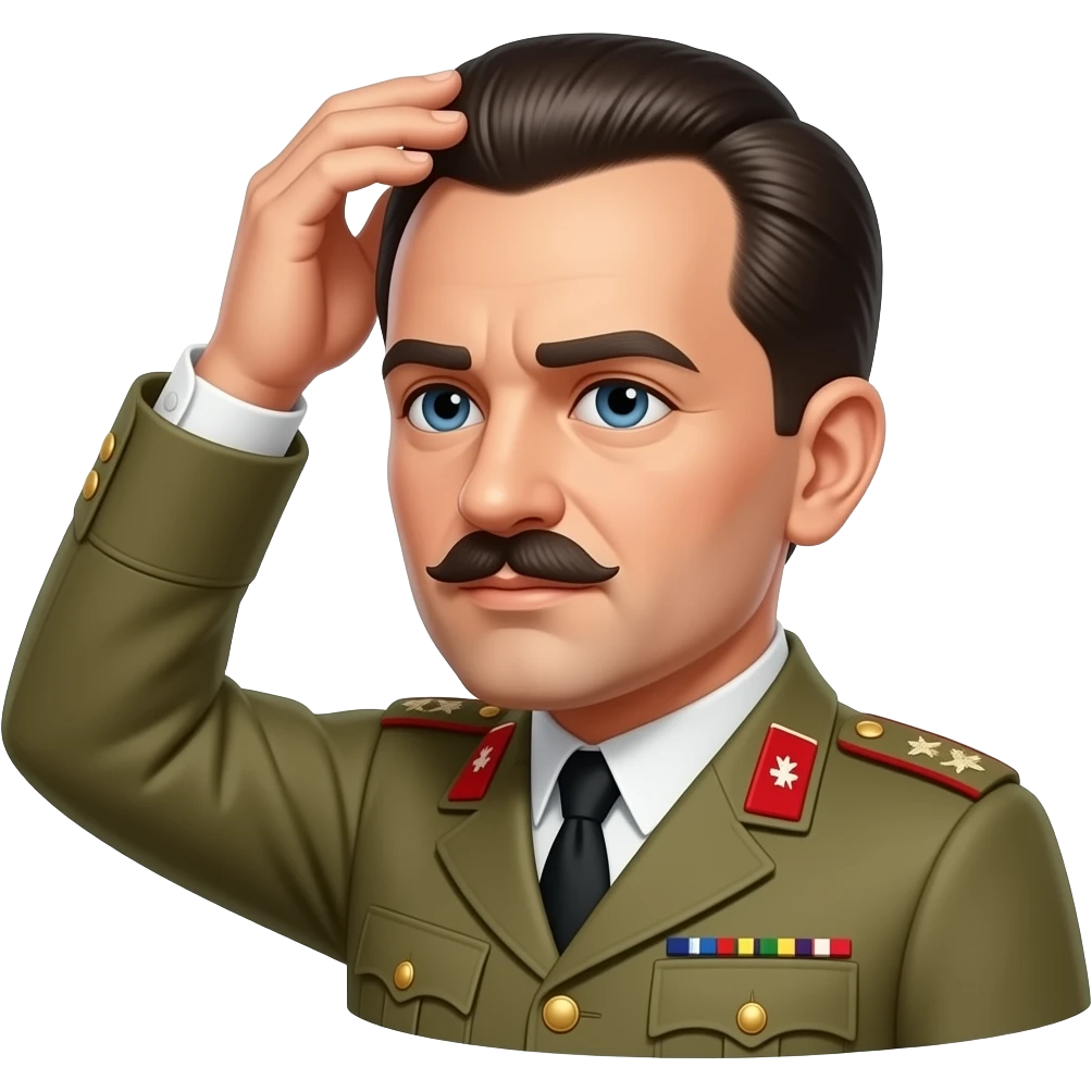 Make bald Mussolini bald checking his hair emoji