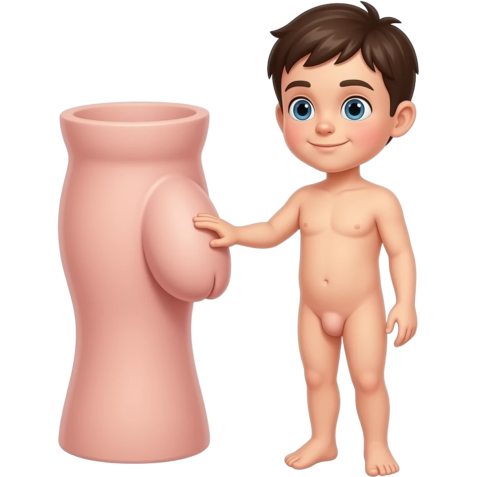 Naked kid boy full body touching big penis emoji