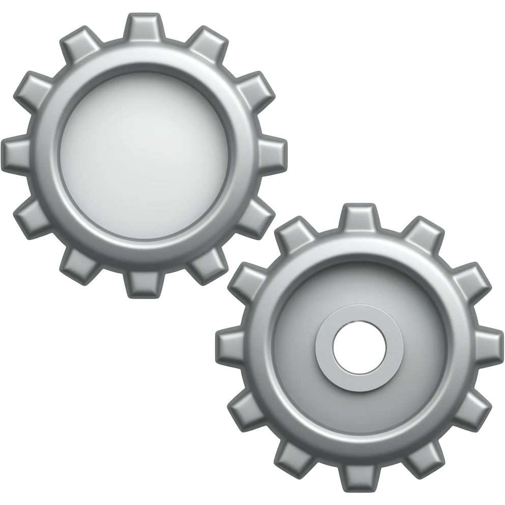 crea un emotiocno de represente 2 engranajes grises sin cara emoji