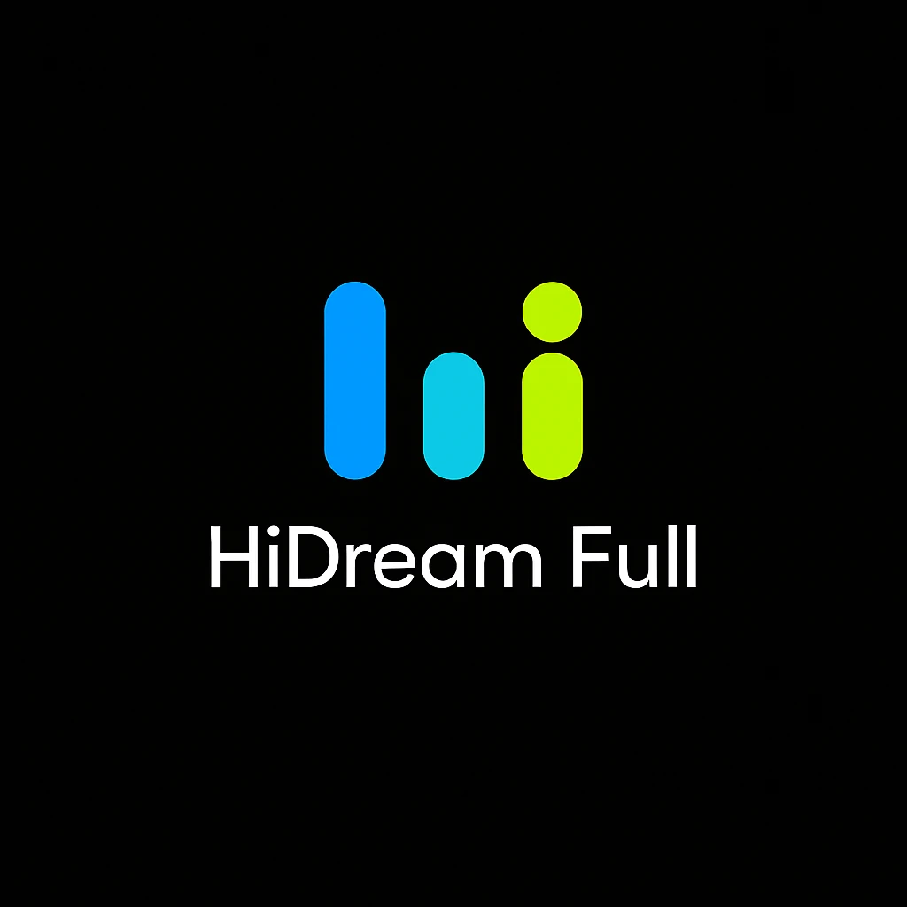 create high dream logo like this with text "HIDream Full", black background  emoji